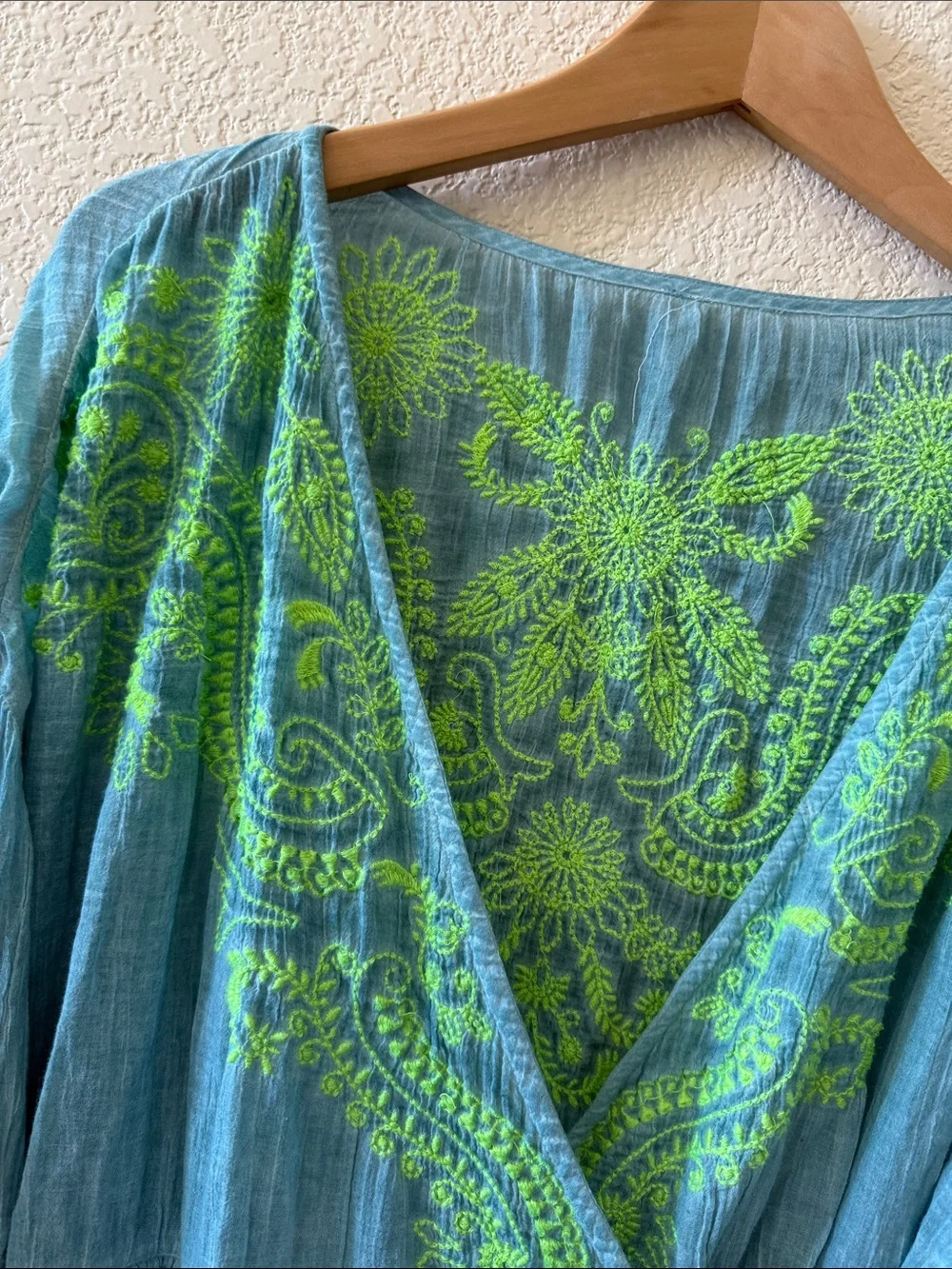 Free People Well Hello There Wrap Dress Beach Cover up Embroidered NWOT